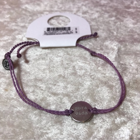 Pura Vida NEW Wave Lavender Purple Adjustable Bracelet NWT Pave Coin Silver Cute - Picture 4 of 7
